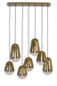 Hanging lamp 7L 100x35x69 cm MAEVE glass gold-clear+gold