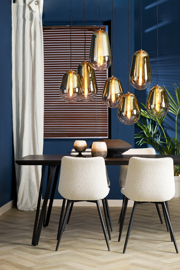 Hanging lamp 7L 100x35x69 cm MAEVE glass gold-clear+gold