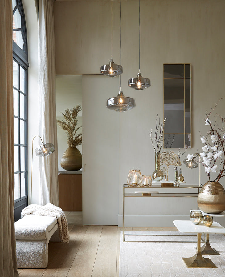 Hanging lamp 29,5x21 cm SOLNA antique bronze+smoked glass