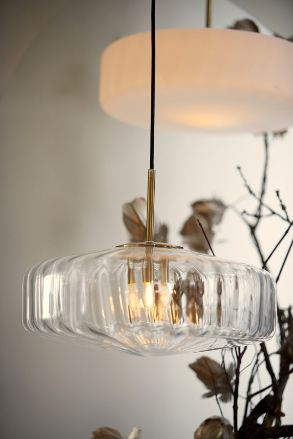 Hanging lamp 40x17 cm PLEAT glass clear+gold