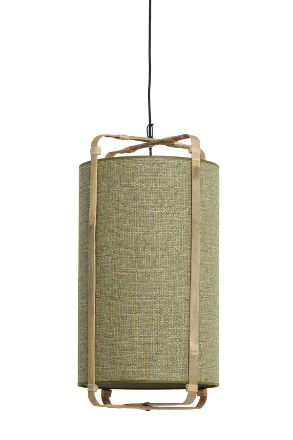 Hanging lamp 37x66 cm SENDAI green+bamboo natural