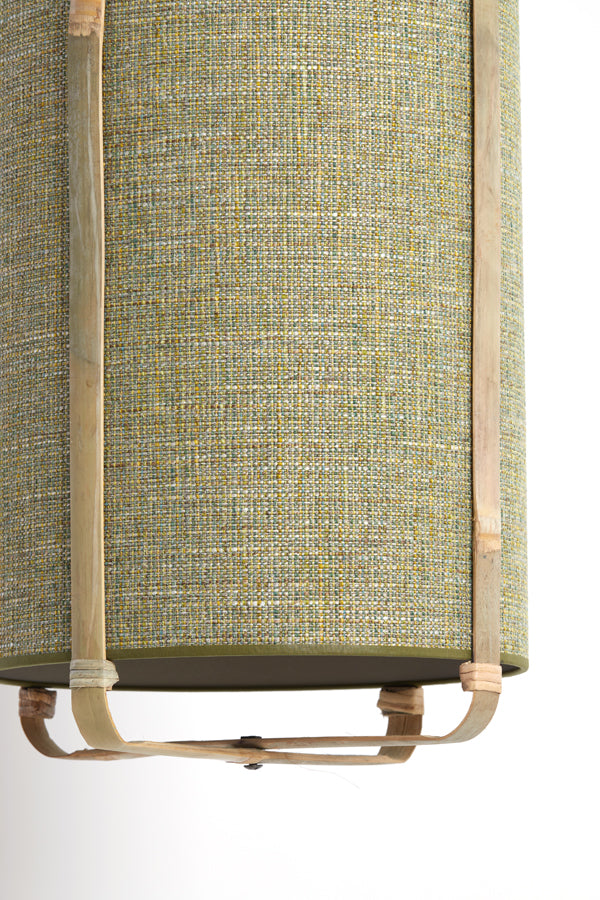 Hanging lamp 37x66 cm SENDAI green+bamboo natural