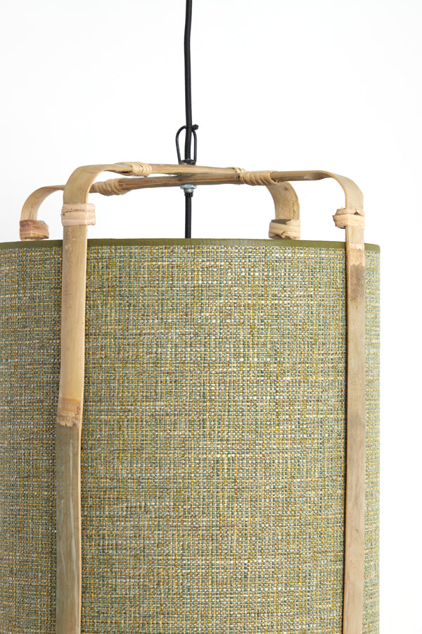 Hanging lamp 37x66 cm SENDAI green+bamboo natural