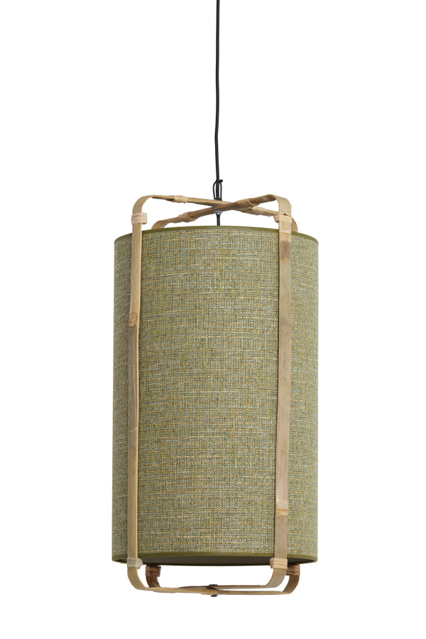 Hanging lamp 37x66 cm SENDAI green+bamboo natural