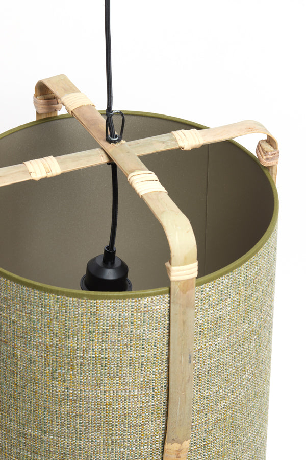Hanging lamp 42x70 cm SENDAI green+bamboo natural