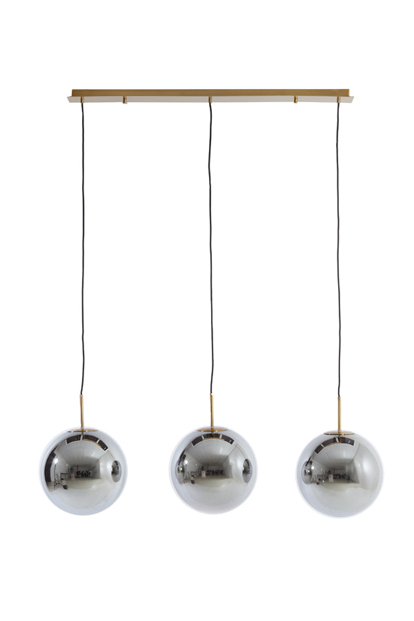Hanging lamp 3L 120x30x30 cm MEDINA glass smoke+gold