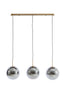 Hanging lamp 3L 120x30x30 cm MEDINA glass smoke+gold