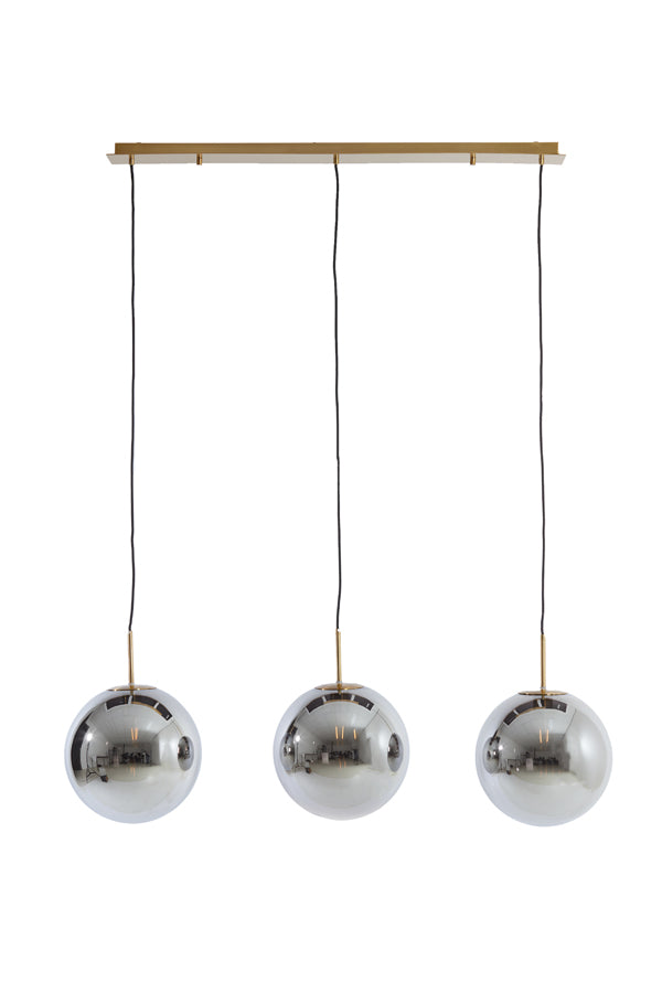 Hanging lamp 3L 120x30x30 cm MEDINA glass smoke+gold