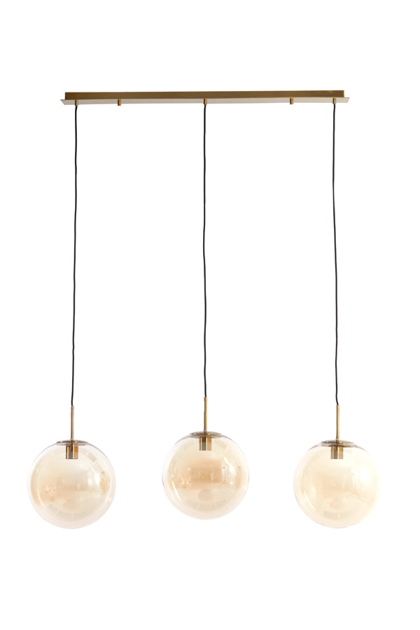 Hanging lamp 3L 120x30x30 cm MEDINA glass amber+gold