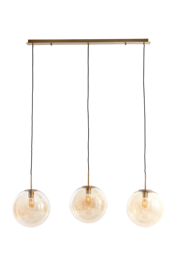 Hanging lamp 3L 120x30x30 cm MEDINA glass amber+gold