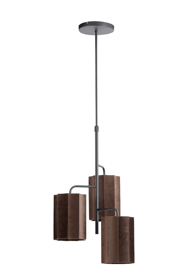 Hanging lamp 3L 48x25 cm EDISA velvet dark brown+matt black
