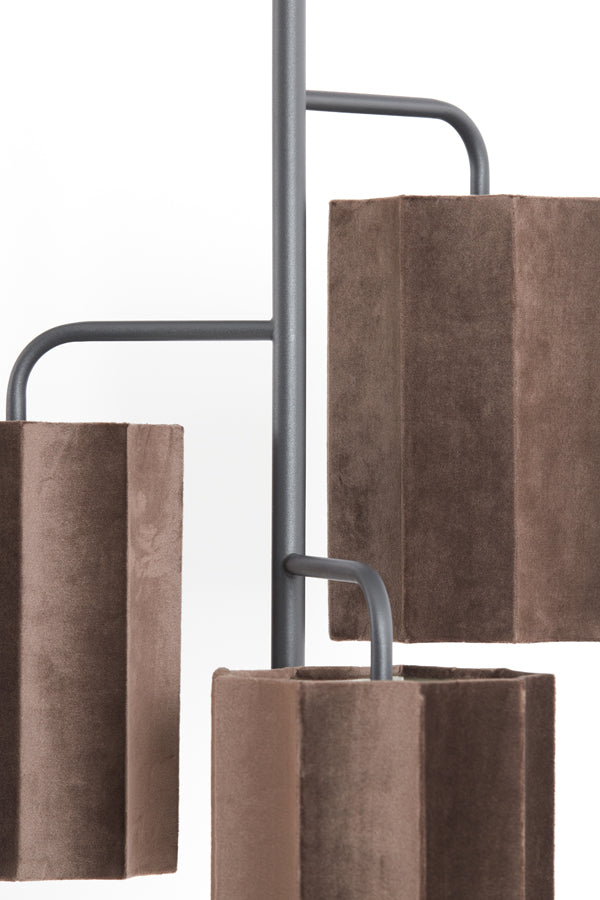 Hanging lamp 3L 48x25 cm EDISA velvet dark brown+matt black