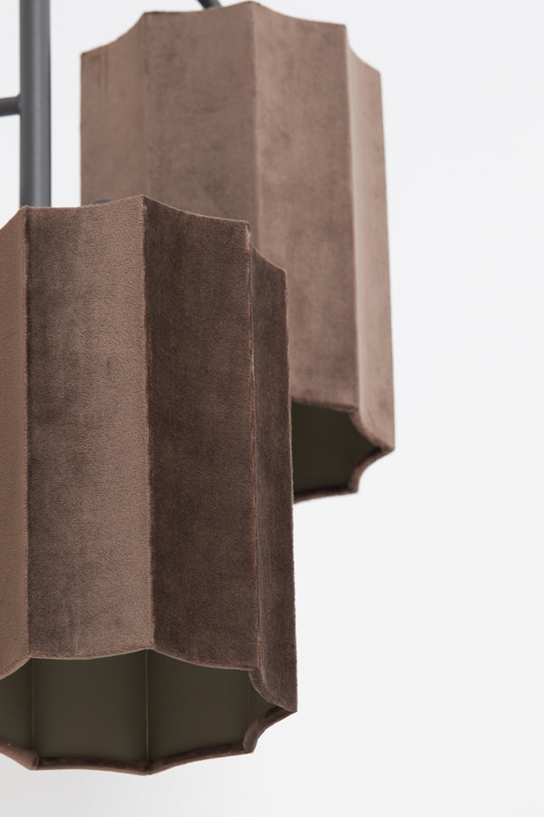 Hanging lamp 3L 48x25 cm EDISA velvet dark brown+matt black