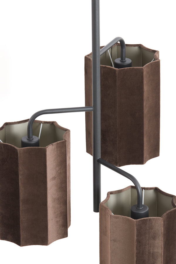Hanging lamp 3L 48x25 cm EDISA velvet dark brown+matt black