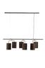Hanging lamp 6L 160x50x25 cm EDISA velvet d brown+matt black