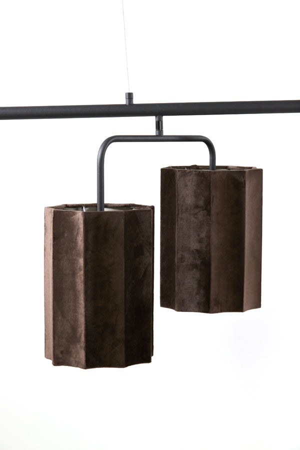 Hanging lamp 6L 160x50x25 cm EDISA velvet d brown+matt black