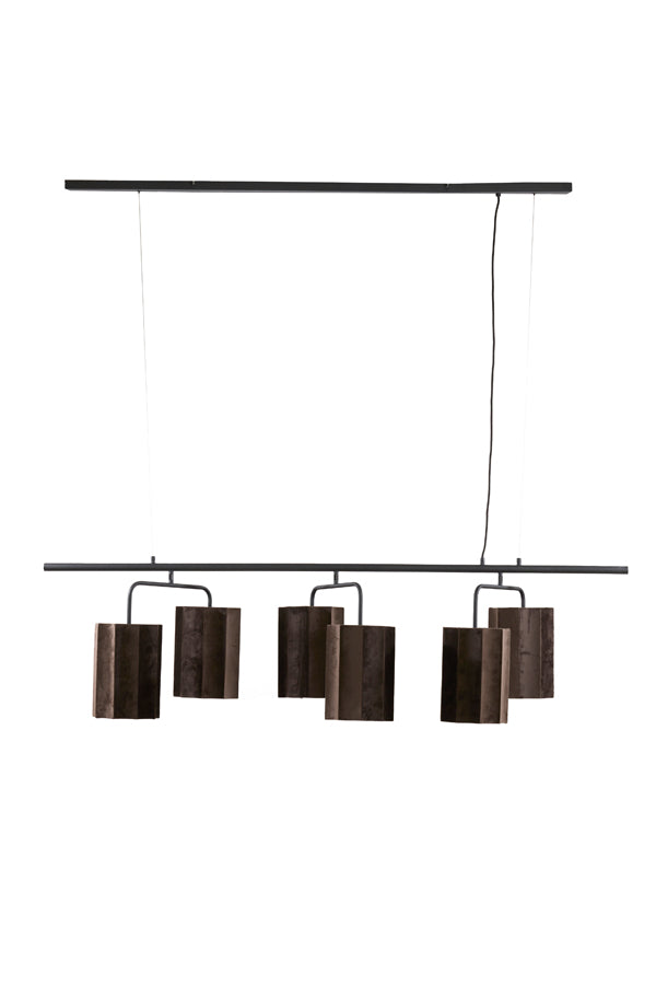 Hanging lamp 6L 160x50x25 cm EDISA velvet d brown+matt black