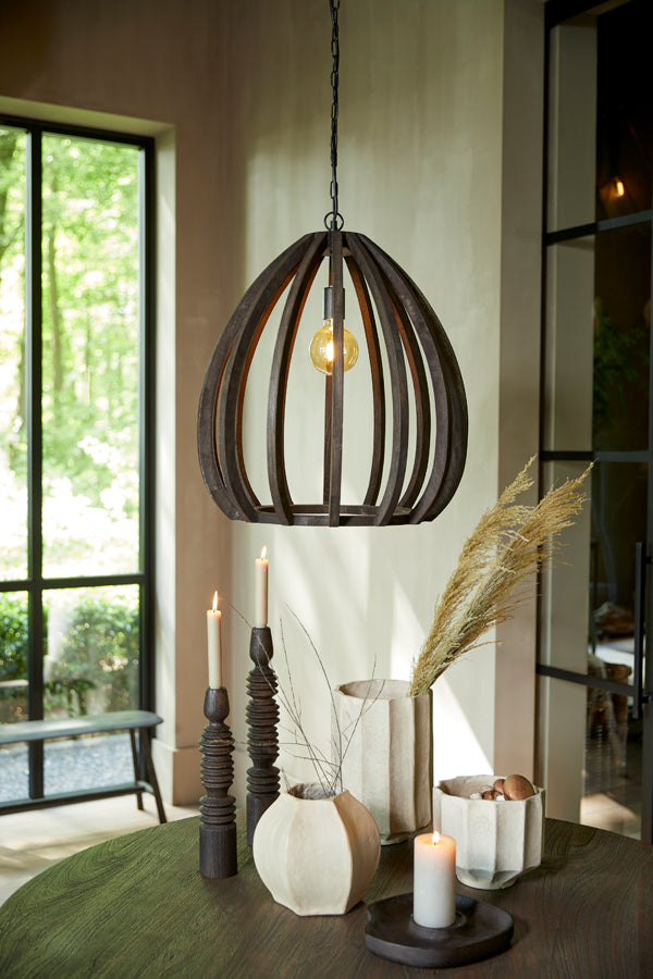 Hanging lamp 50x54 cm BARSIA wood dark brown