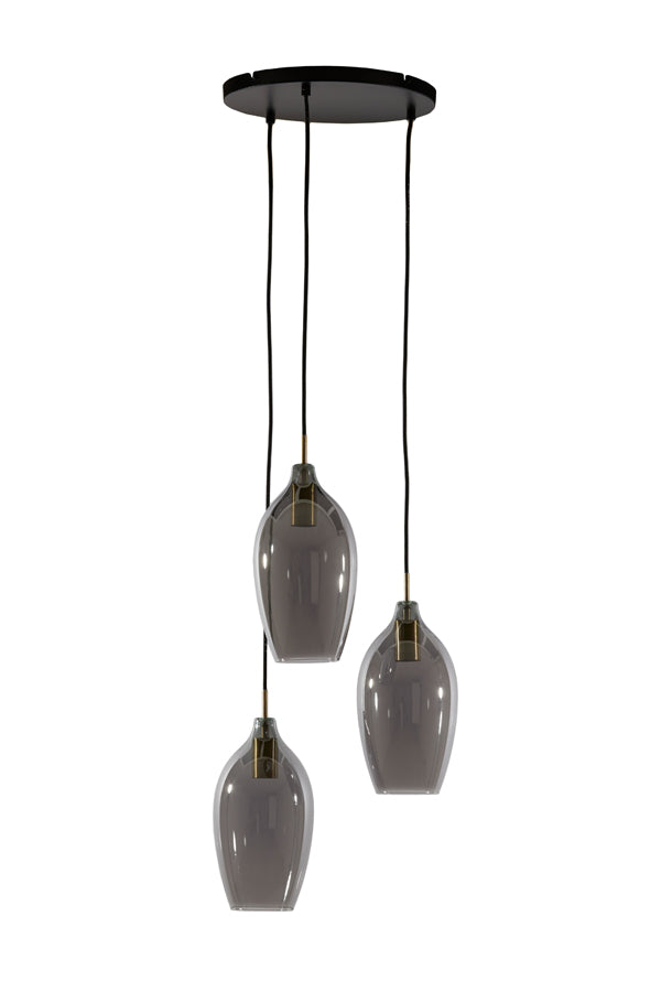 Hanging lamp 3L 35x32 cm LUKARO antique bronze+glass smoked