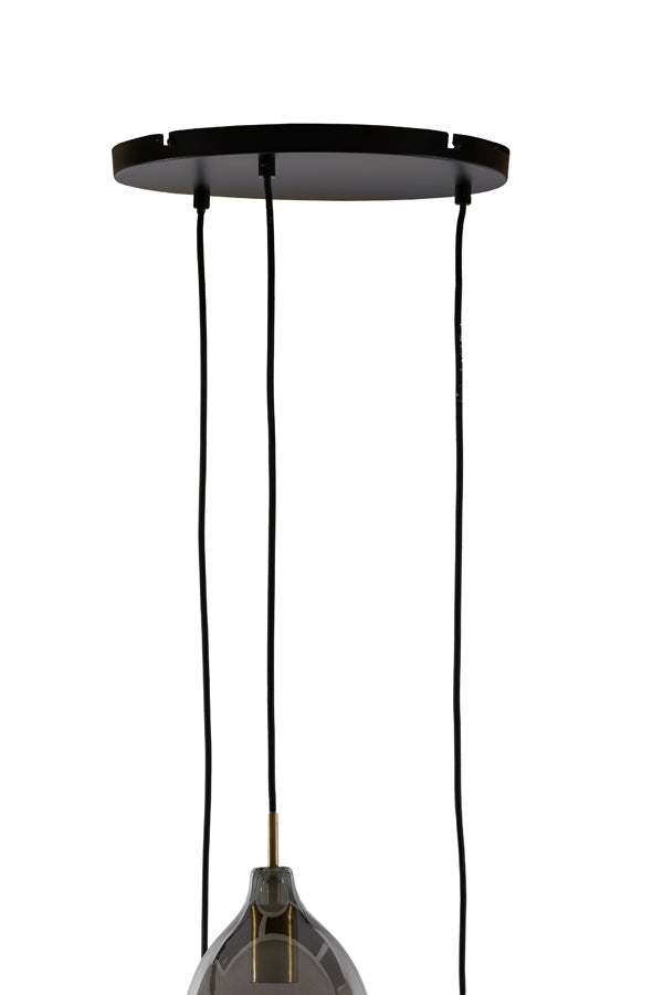 Hanging lamp 3L 35x32 cm LUKARO antique bronze+glass smoked