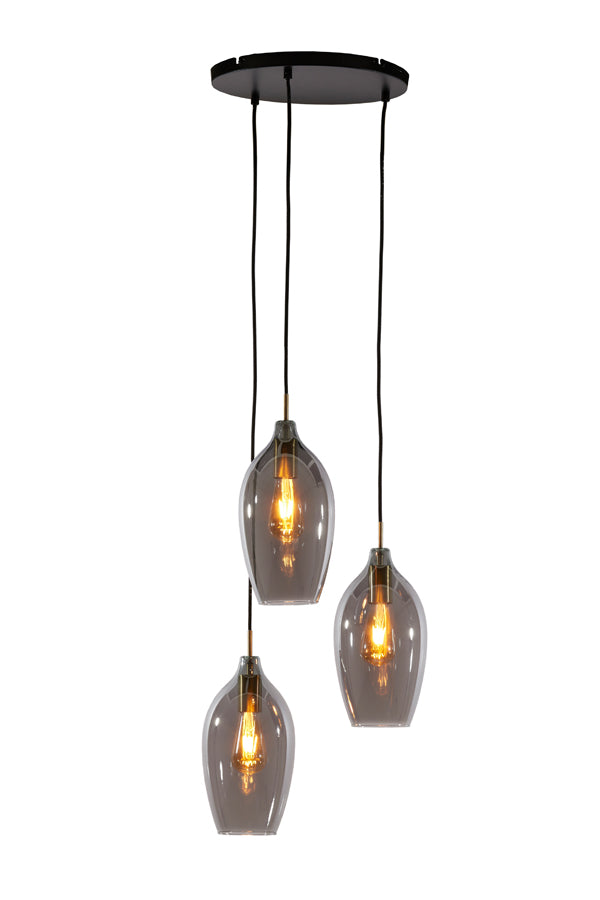Hanging lamp 3L 35x32 cm LUKARO antique bronze+glass smoked