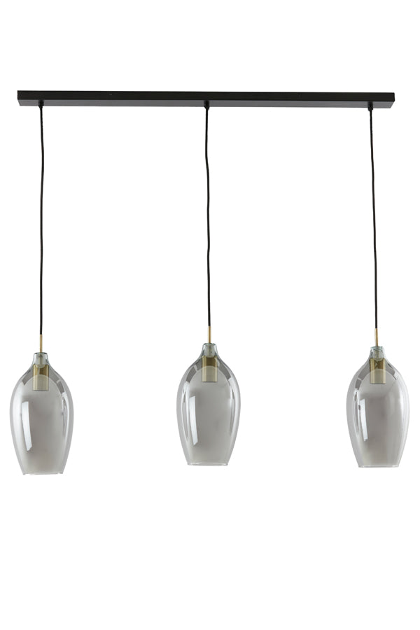 Hanging lamp 3L 100x16,5x32 cm LUKARO antique bronze+smoked