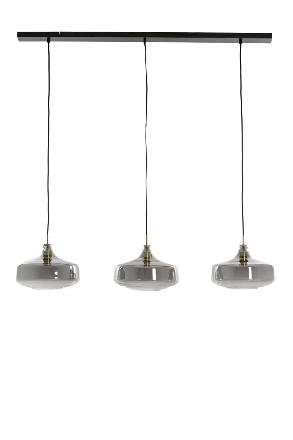 Hanging lamp 3L 120x30x21 cm SOLNA antiq bronze+smoked glass