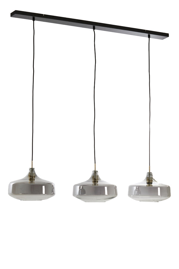 Hanging lamp 3L 120x30x21 cm SOLNA antiq bronze+smoked glass