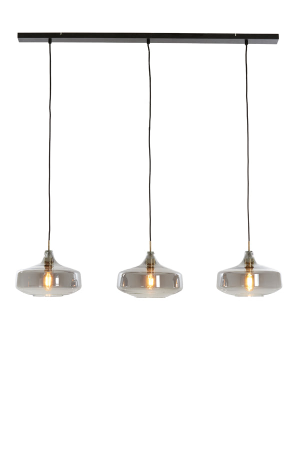 Hanging lamp 3L 120x30x21 cm SOLNA antiq bronze+smoked glass