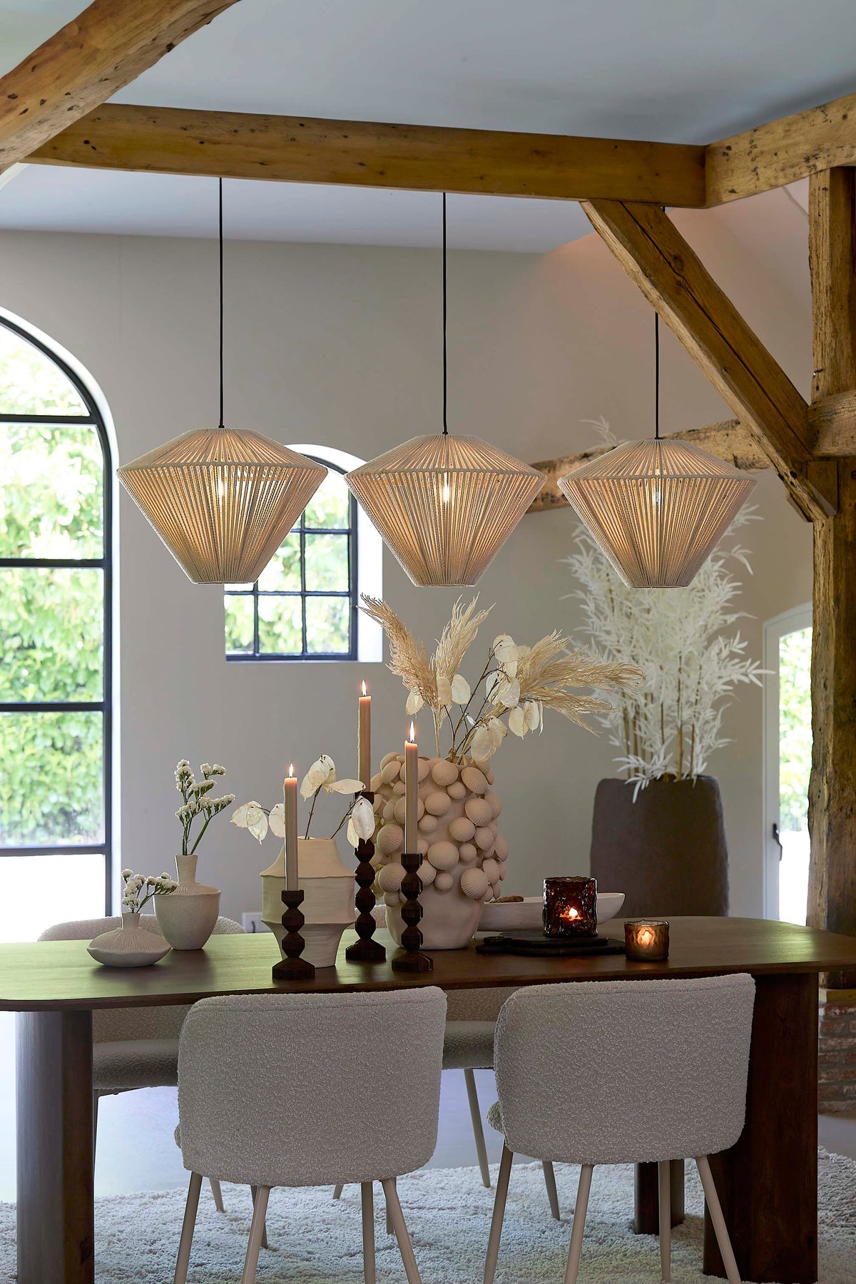 Hanging lamp 3L 120x42x130 cm FELIDA cream