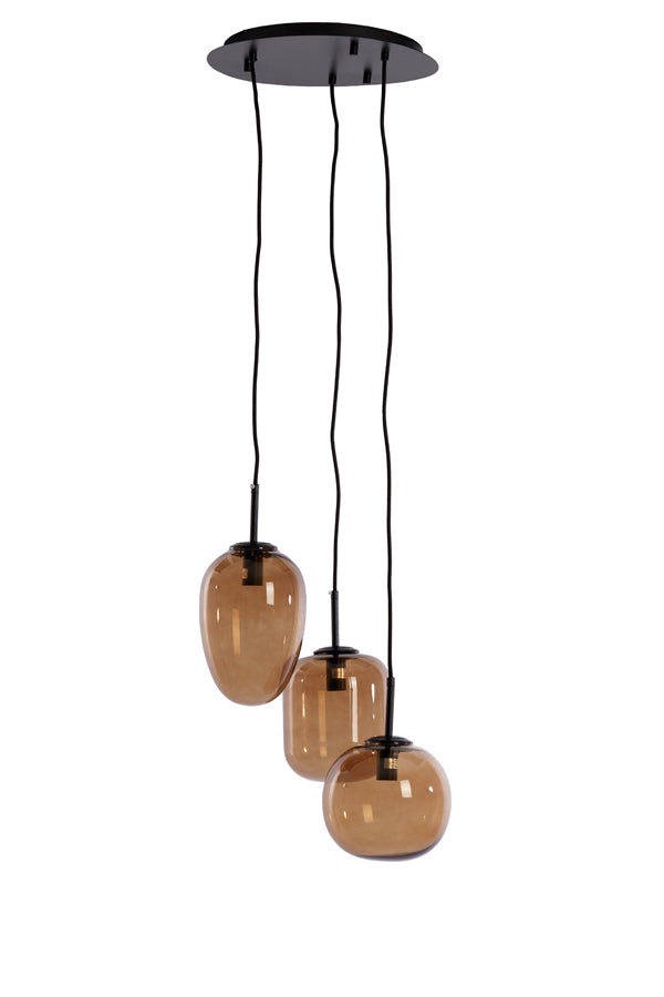 Hanging lamp 3L E14 30x23 cm MEZZA glass brown