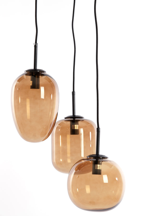 Hanging lamp 3L E14 30x23 cm MEZZA glass brown