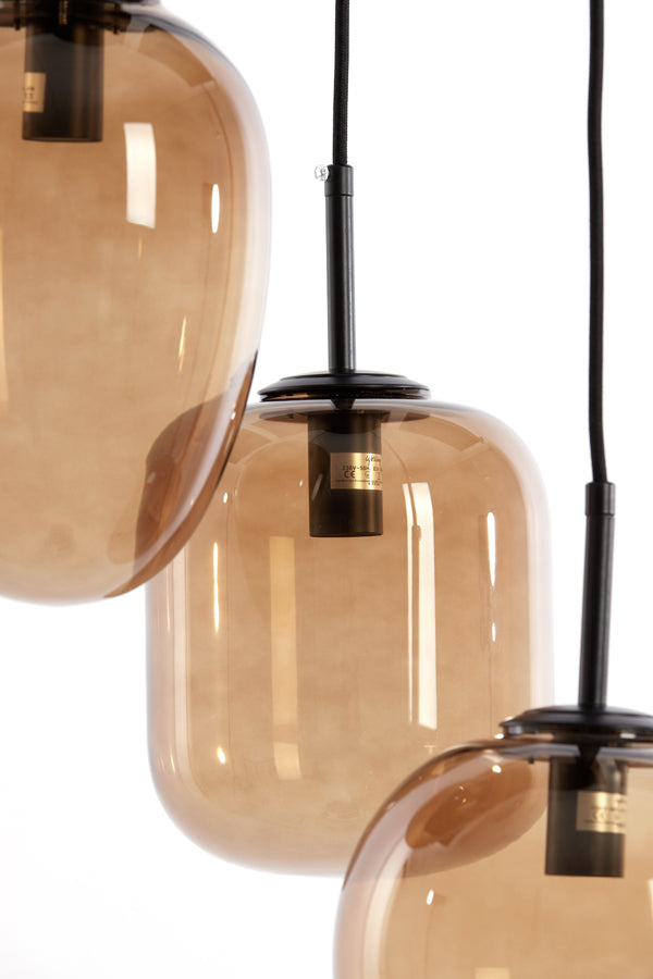 Hanging lamp 3L E14 30x23 cm MEZZA glass brown