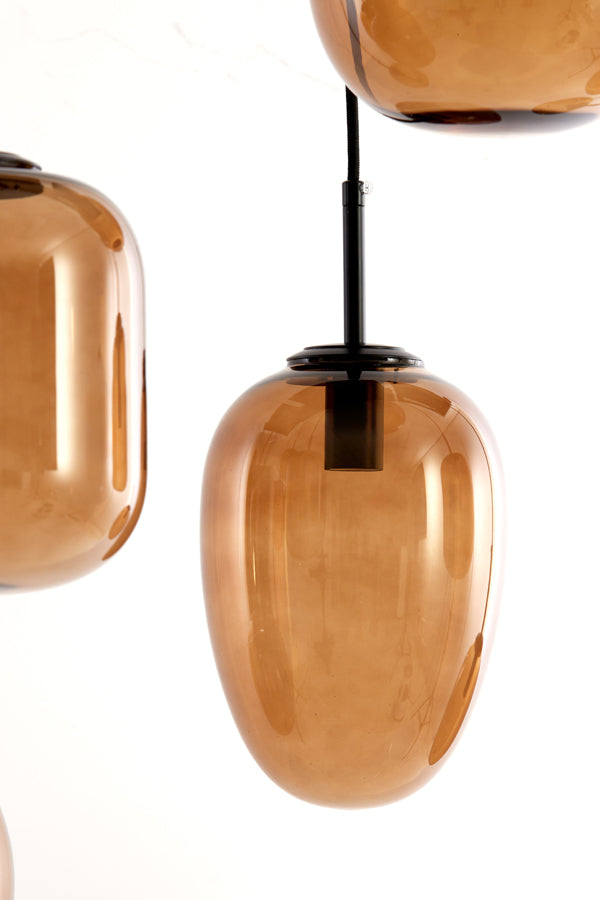 Hanging lamp 10L E14 120x18x23 cm MEZZA glass brown