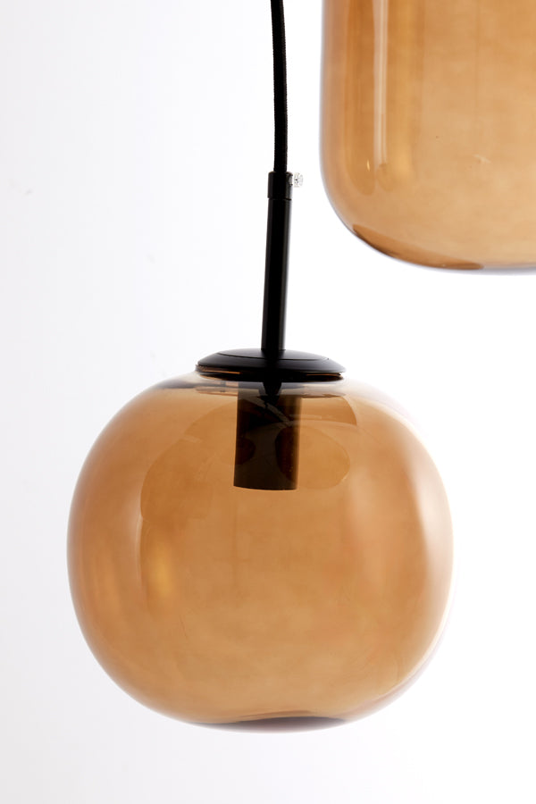 Hanging lamp 10L E14 120x18x23 cm MEZZA glass brown