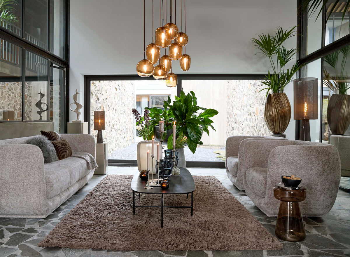 Hanging lamp 10L E14 120x18x23 cm MEZZA glass brown