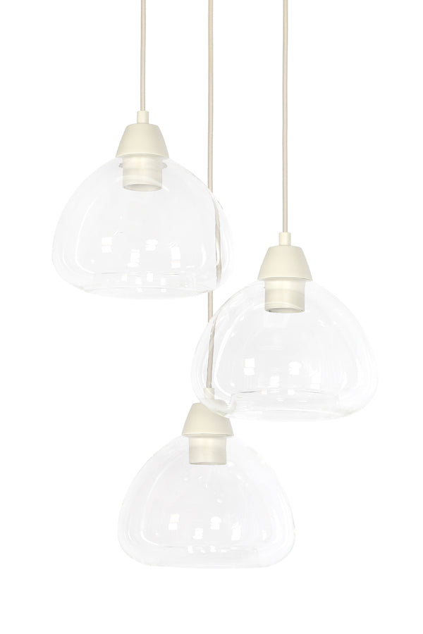 Hanging lamp 3L 30x14 cm BISHO glass clear+cream