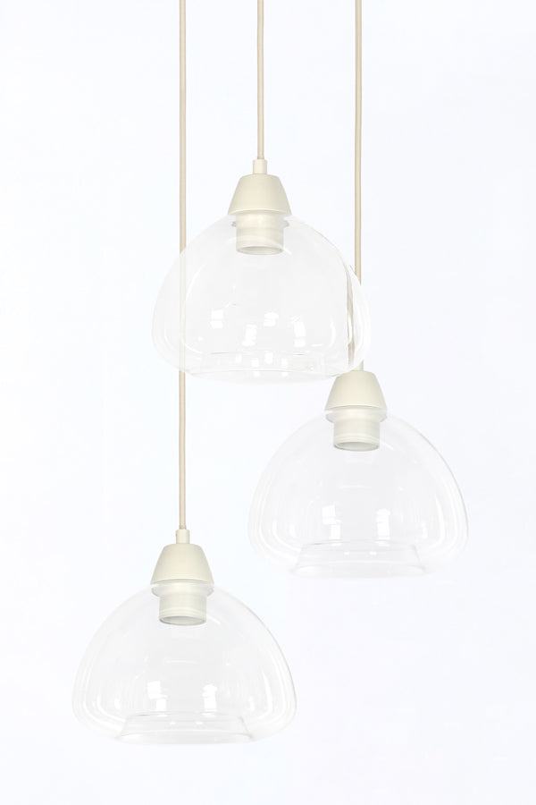 Hanging lamp 3L 30x14 cm BISHO glass clear+cream