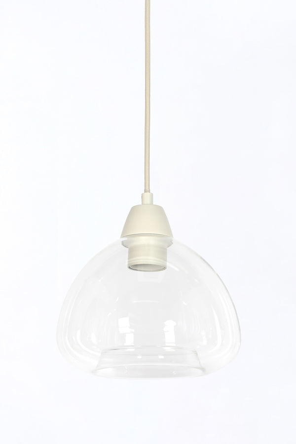 Hanging lamp 3L 30x14 cm BISHO glass clear+cream