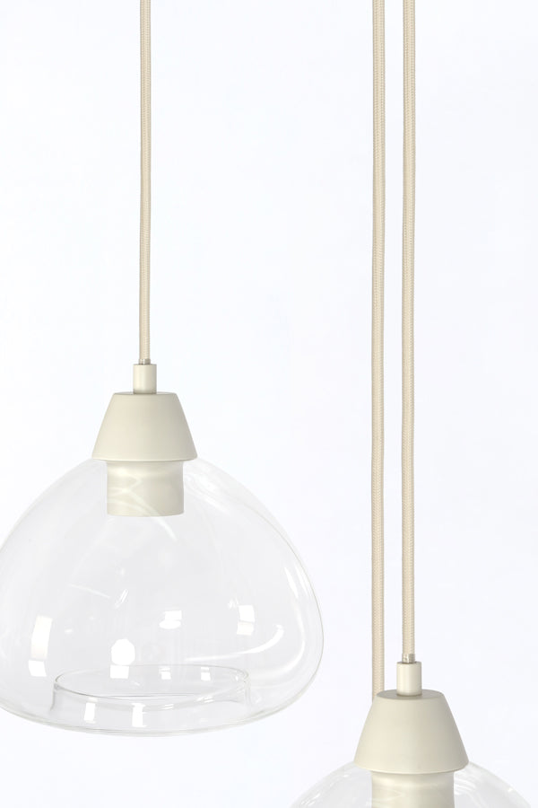 Hanging lamp 3L 30x14 cm BISHO glass clear+cream
