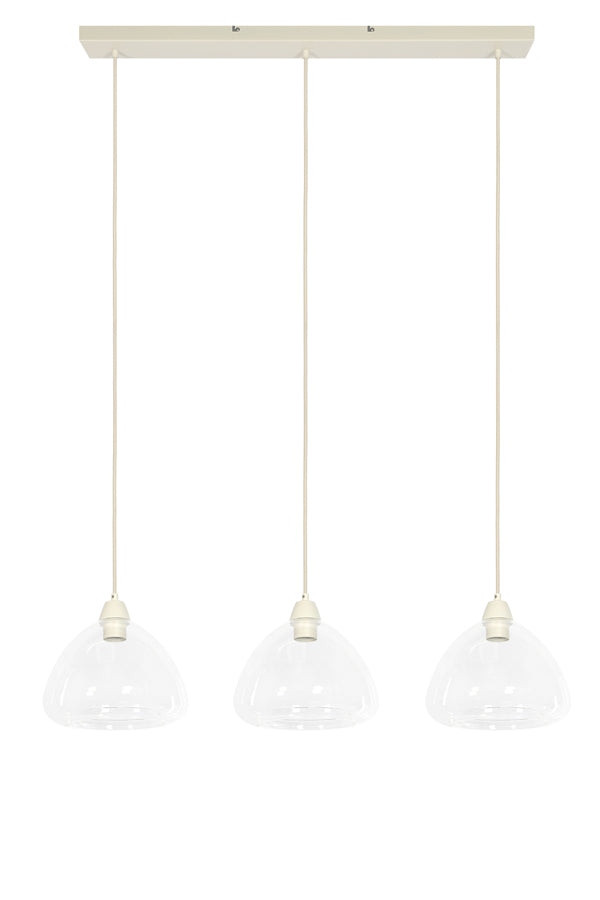 Hanging lamp 3L 94x26x19 cm BISHO glass clear+cream