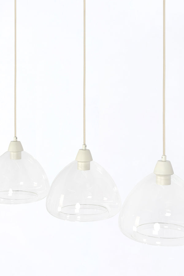 Hanging lamp 3L 94x26x19 cm BISHO glass clear+cream