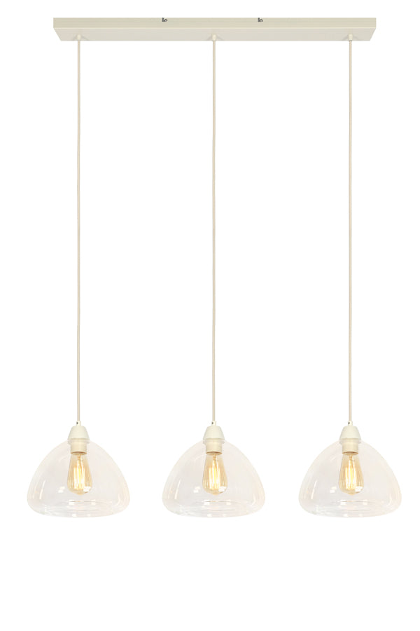 Hanging lamp 3L 94x26x19 cm BISHO glass clear+cream