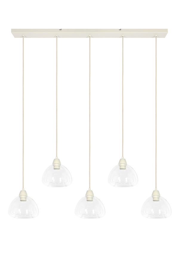 Hanging lamp 5L 104x19x14 cm BISHO glass clear+cream