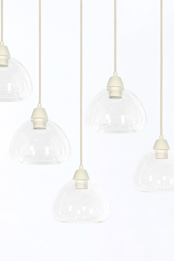 Hanging lamp 10L 120x19x14 cm BISHO glass clear+cream