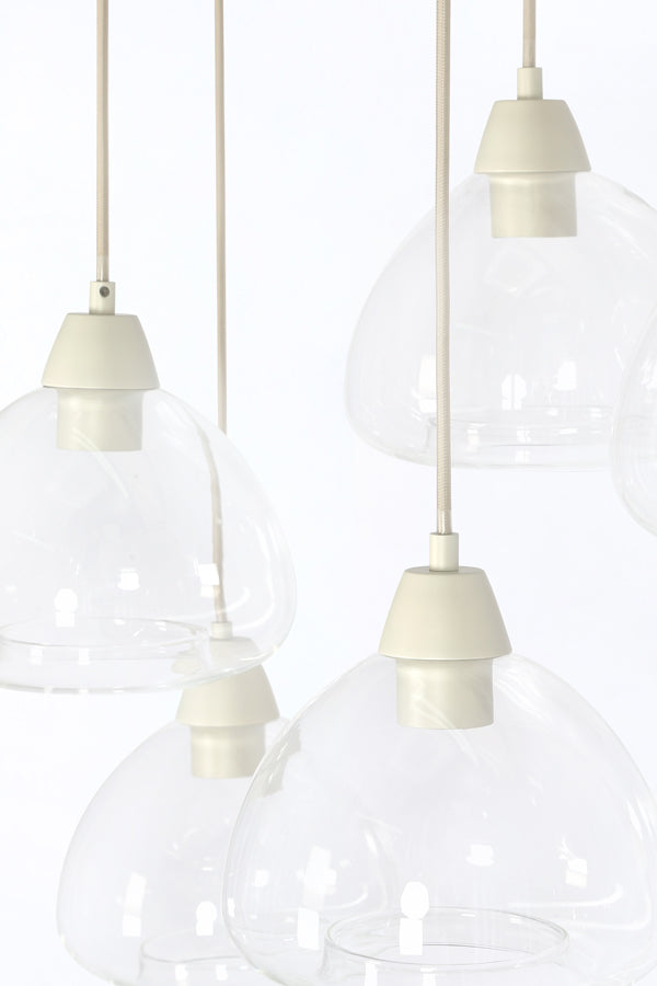 Hanging lamp 10L 120x19x14 cm BISHO glass clear+cream