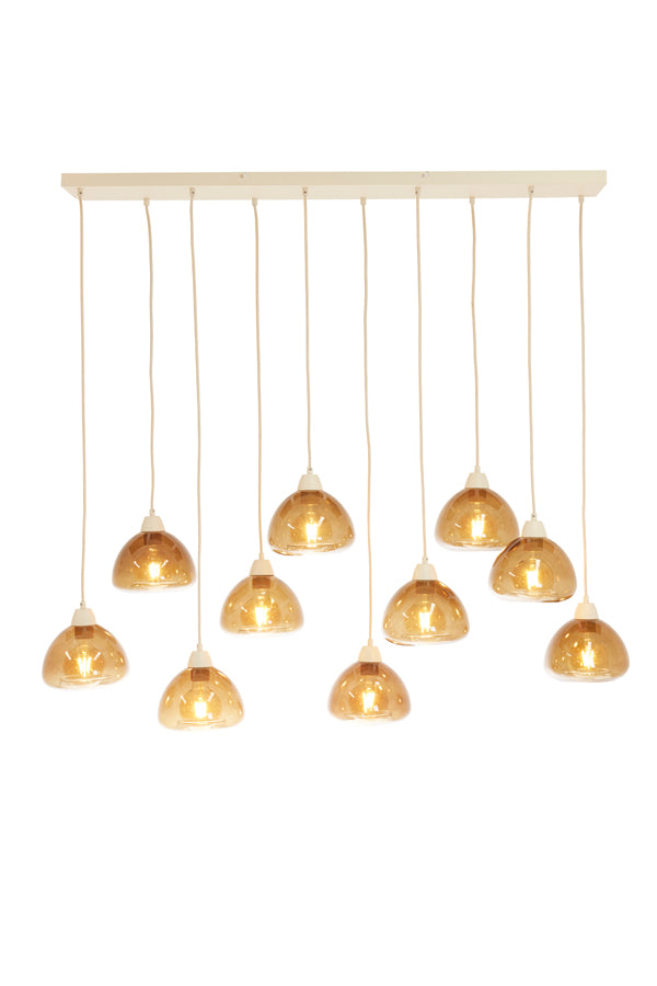 Hanging lamp 10L 120x19x14 cm BISHO glass brown+sand