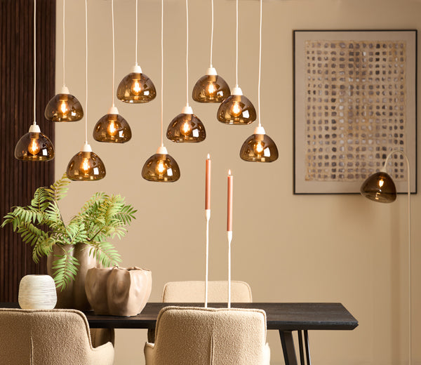 Hanging lamp 10L 120x19x14 cm BISHO glass brown+sand