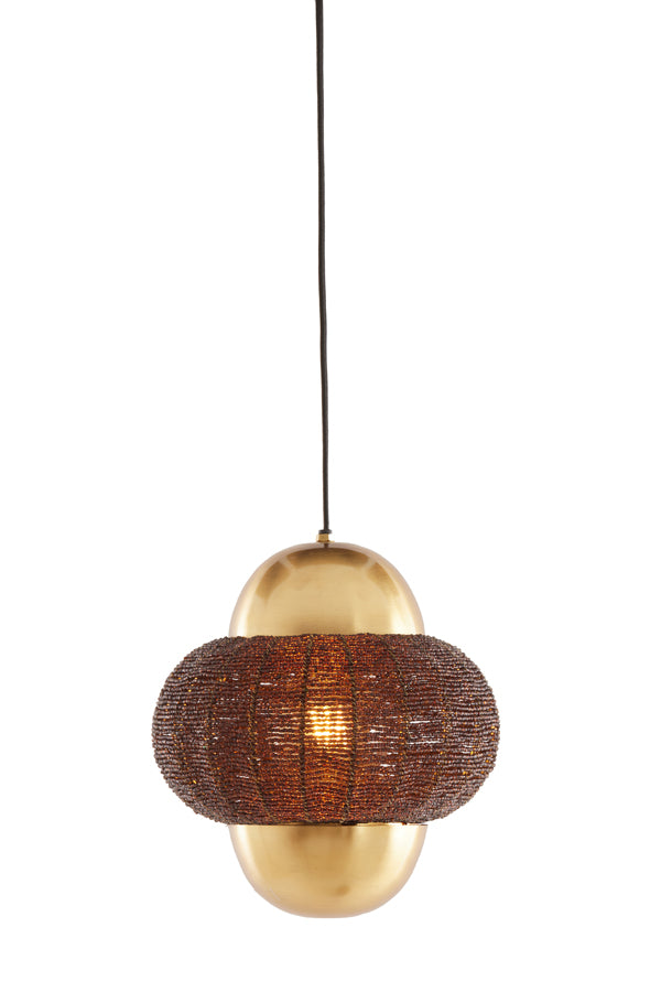 Hanging lamp 26x28 cm CETARA beads dark brown+bronze