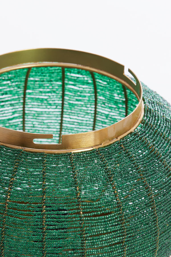 Hanging lamp 26x28 cm CETARA beads dark green+bronze